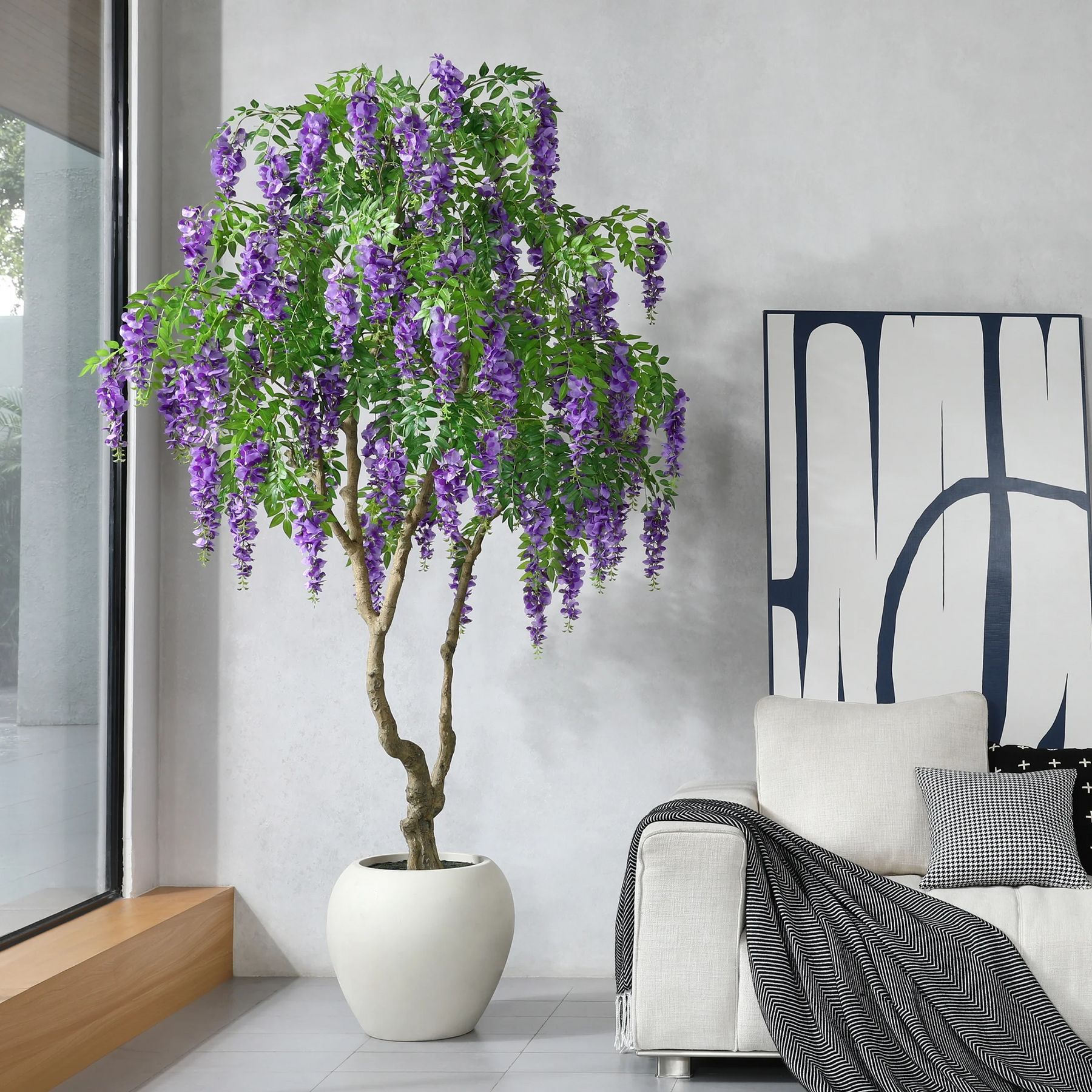 Árvore Decorativa Glicínia Imperial Roxa + Pedras decorativas