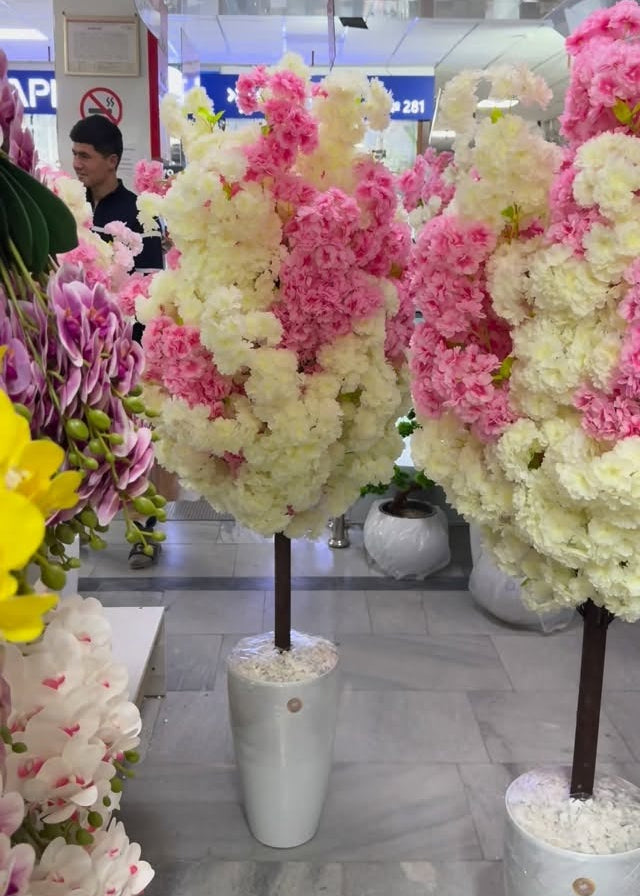 Conjunto flores de cerejeira brancas e rosa